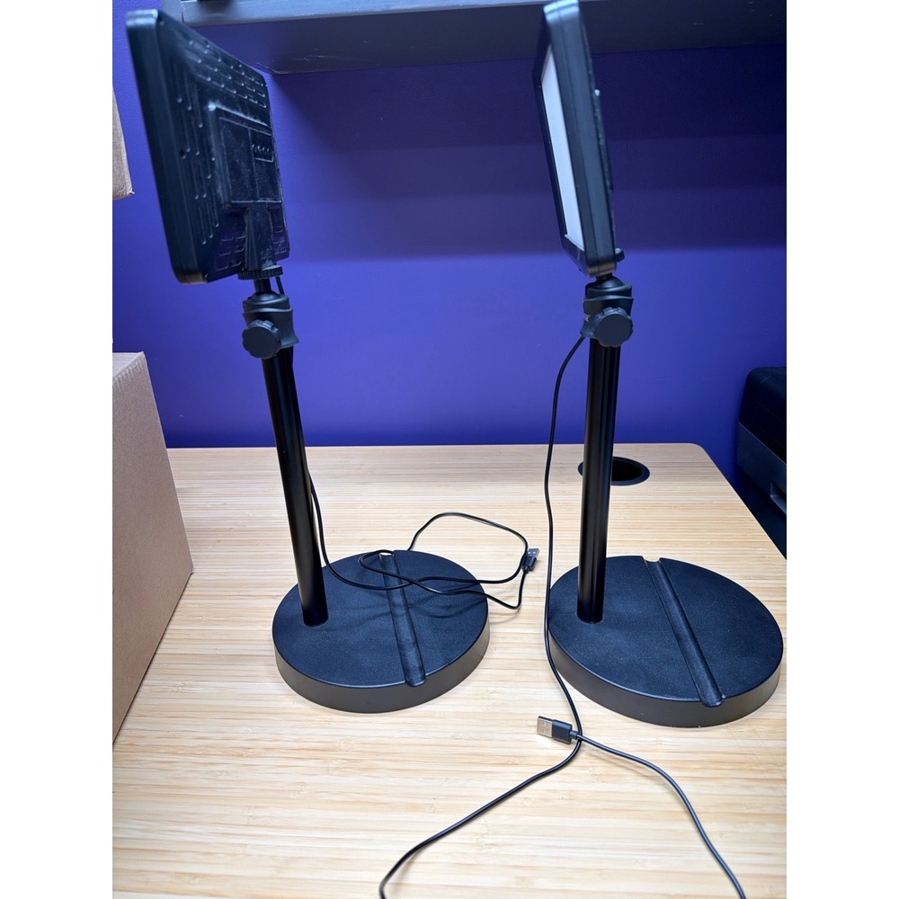 Bower LED Video Light Panel Desk Stand Set of 2 USB Powered Adjustable - Picture 2 of 6